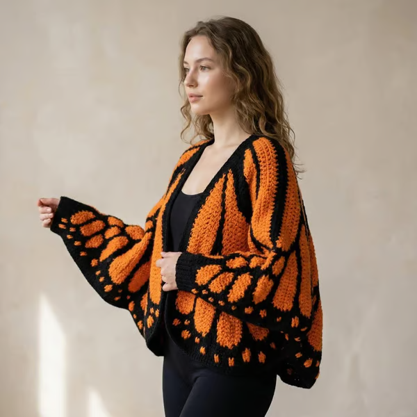 🔥LAST DAY SALE 49% OFF-🦋 Monarch Butterfly Crochet Cardigan👚